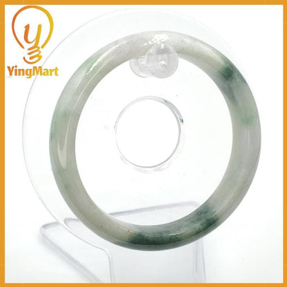 YingMart 55mm Certified Type A Grade A, Genuine Green White To Green, Grey, Brown Jadeite Jade Bangle Bracelet, Real Gemstone, Jewelry