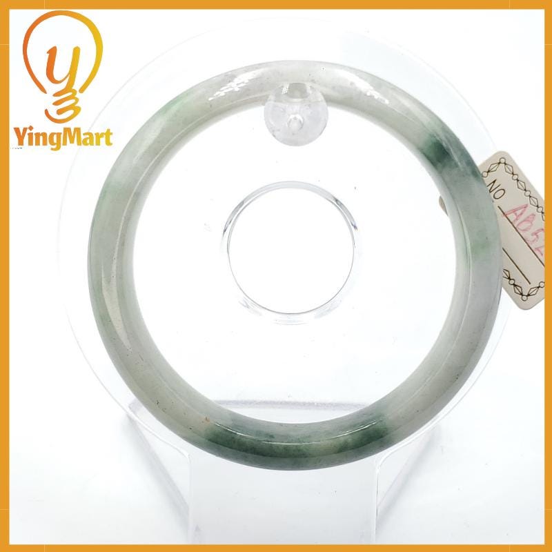 YingMart 55mm Certified Type A Grade A, Genuine Green White To Green, Grey, Brown Jadeite Jade Bangle Bracelet, Real Gemstone, Jewelry