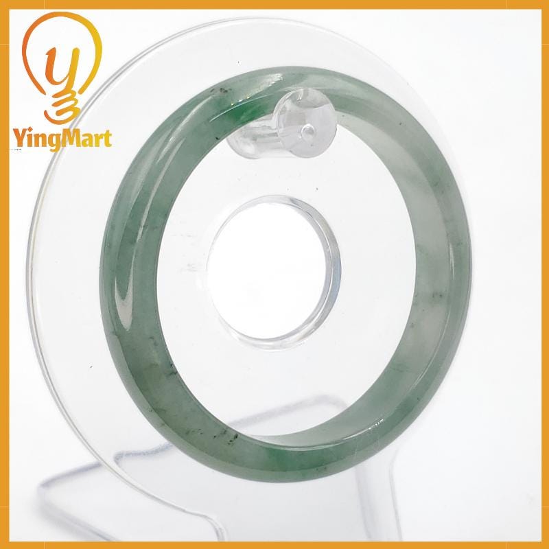 YingMart 52mm Certified Genuine Grade A Type A Green White To Green, Grey, Brown Jadeite Jade Bangle Bracelet, Real Gemstone, Jewelry