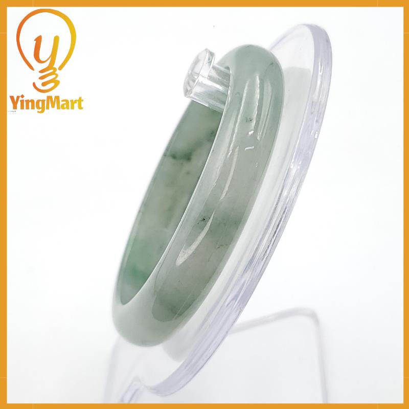 YingMart 52mm Certified Genuine Grade A Type A Green White To Green, Grey, Brown Jadeite Jade Bangle Bracelet, Real Gemstone, Jewelry