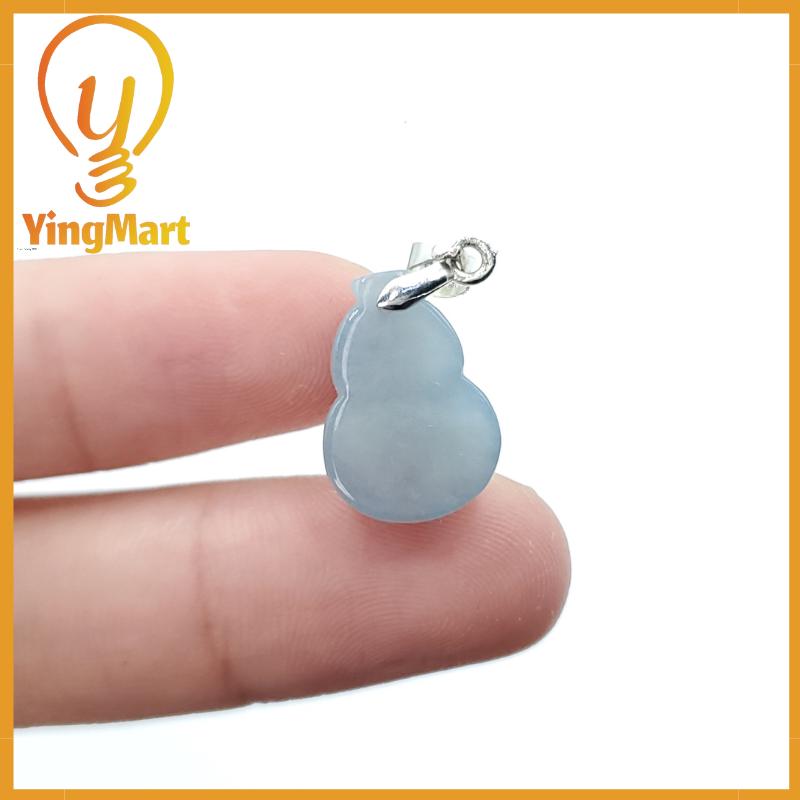 Natural Genuine Light Blue Hulu Jadeite Jade Grade A Hand Craving Pedant with Hook setting