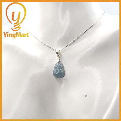 Natural Genuine Light Blue Hulu Jadeite Jade Grade A Hand Craving Pedant with Hook setting