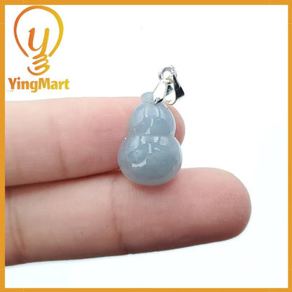 Natural Genuine Light Blue Hulu Jadeite Jade Grade A Hand Craving Pedant with Hook setting