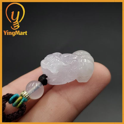 Icy Very Light Purple Natural Pixiu Jade Carved Genuine Jadeite Real Jade Grade A Type A, Lucky Pendant, Jade Necklace Pendant, Jewerly