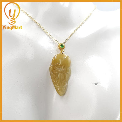Natural Jade Face Of Shoulao Pendant Genuine Jadeite Real Jade Type A Hand Carved, Lucky Pendant, Jade Necklace Pendant, Jewerly Supplies,