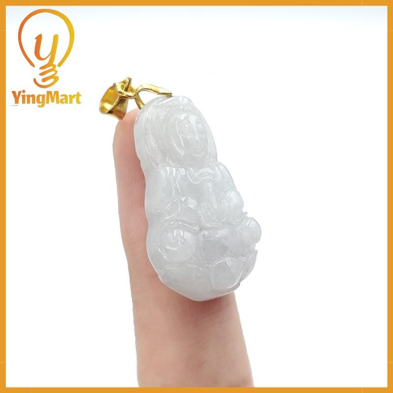 Guan Yin With Flower Jade Pendant 100% Genuine Jadeite Real Jade Type A Grade A Hand Carved,  Lucky Pendant, Jade Necklace Pendant