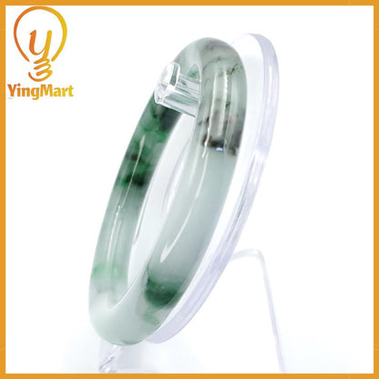 YingCollection 59mm PNJ258379 Certified Natural Color Green White To Green, Grey, Brown Jadeite Jade Bangle Bracelet, Real Gemstone, Jewelry