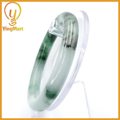 YingCollection 59mm PNJ258379 Certified Natural Color Green White To Green, Grey, Brown Jadeite Jade Bangle Bracelet, Real Gemstone, Jewelry