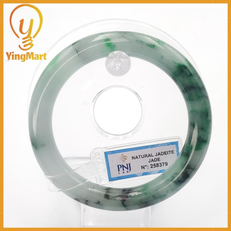 YingCollection 59mm PNJ258379 Certified Natural Color Green White To Green, Grey, Brown Jadeite Jade Bangle Bracelet, Real Gemstone, Jewelry