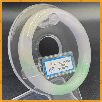 YingCollection 58mm PNJ263355Certified Natural Color Green White, Purplish White Jadeite Jade Bangle Bracelet, Real Gemstone, Jewelry