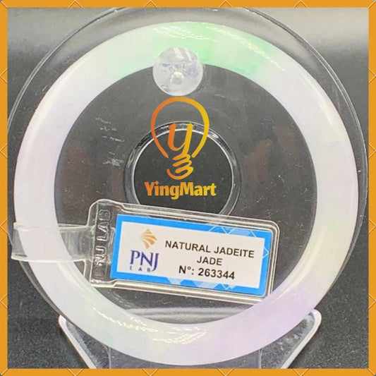 YingCollection 57mm PNJ263344 Certified Natural Color Green White, Purplish White Jadeite Jade Bangle Bracelet, Real Gemstone, Jewelry