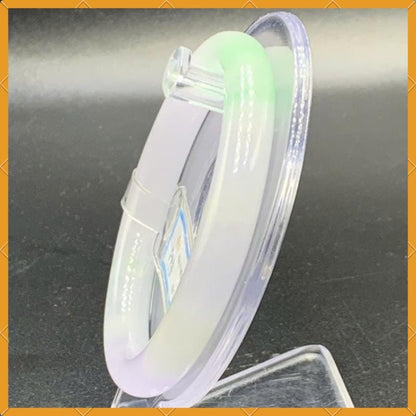 YingCollection 57mm PNJ263344 Certified Natural Color Green White, Purplish White Jadeite Jade Bangle Bracelet, Real Gemstone, Jewelry