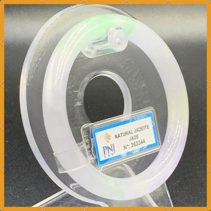 YingCollection 57mm PNJ263344 Certified Natural Color Green White, Purplish White Jadeite Jade Bangle Bracelet, Real Gemstone, Jewelry