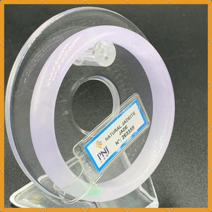 YingCollection 58mm PNJ263359 Certified Natural Green White, Purplish White Jadeite Jade Bangle Bracelet, Real Gemstone, Jewelry