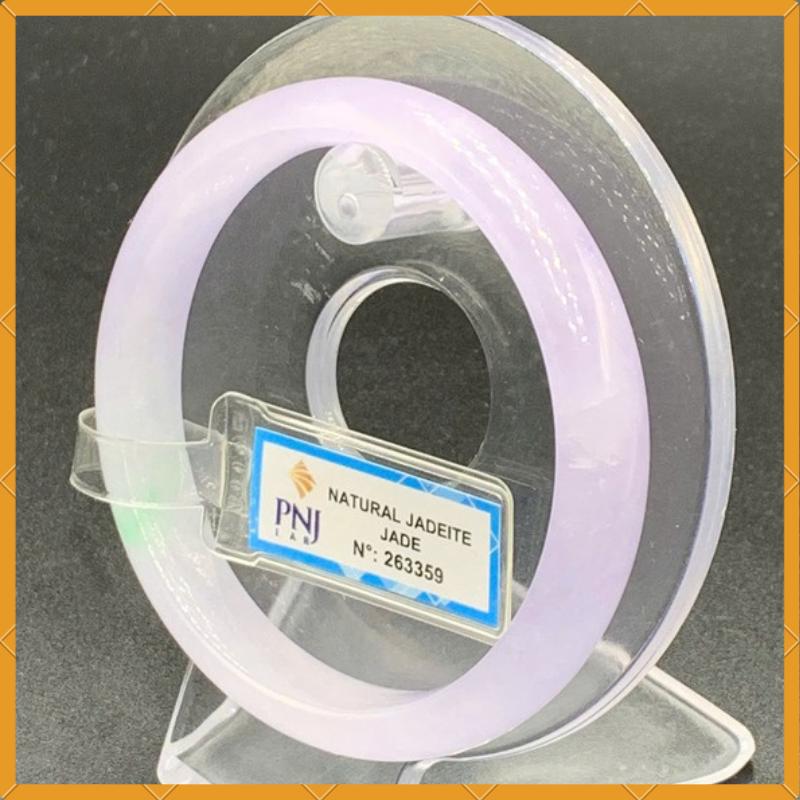 YingCollection 58mm PNJ263359 Certified Natural Green White, Purplish White Jadeite Jade Bangle Bracelet, Real Gemstone, Jewelry