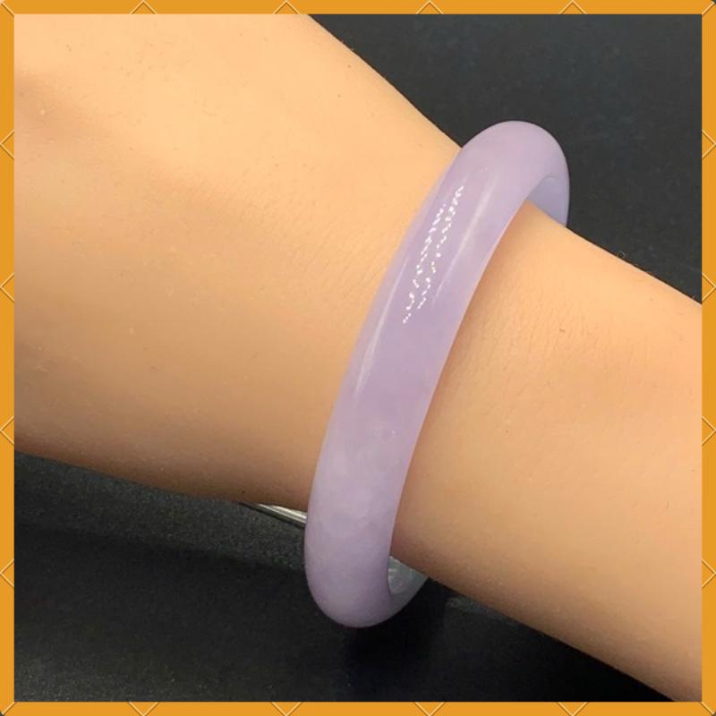 YingCollection 58mm PNJ263359 Certified Natural Green White, Purplish White Jadeite Jade Bangle Bracelet, Real Gemstone, Jewelry