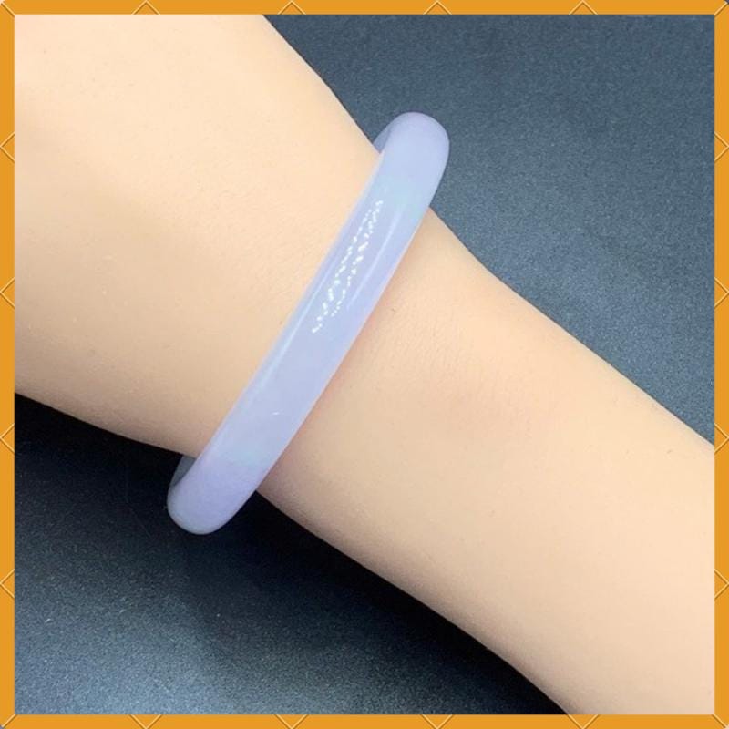 YingCollection 57mm PNJ263346 Certified Natural Color White, Purplish White Jadeite Jade Bangle Bracelet, Real Gemstone, Jewelry