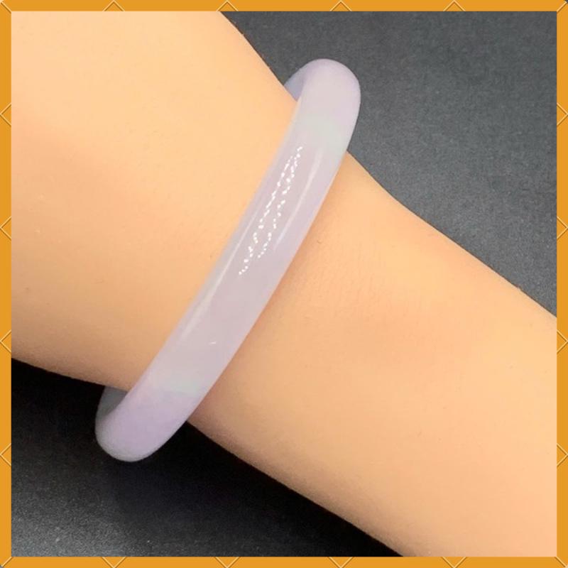 YingCollection 57mm PNJ263346 Certified Natural Color White, Purplish White Jadeite Jade Bangle Bracelet, Real Gemstone, Jewelry
