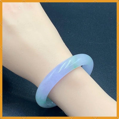 YingCollection 57mm PNJ263351 Certified Natural Color Green White, Purplish White Jadeite Jade Bangle Bracelet, Real Gemstone, Jewelry