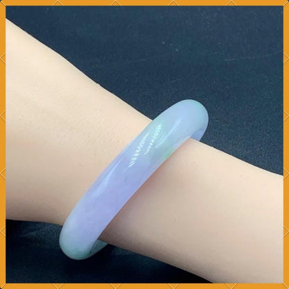 YingCollection 57mm PNJ263351 Certified Natural Color Green White, Purplish White Jadeite Jade Bangle Bracelet, Real Gemstone, Jewelry