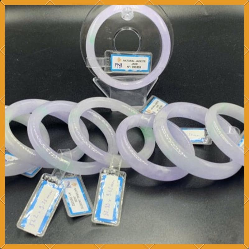 Yingmart 51 - 59mm Genuine Jade White, Very Light Purple Natural  Bracelet  Jaideite Bangle , Vintage Jewelry, Accessories