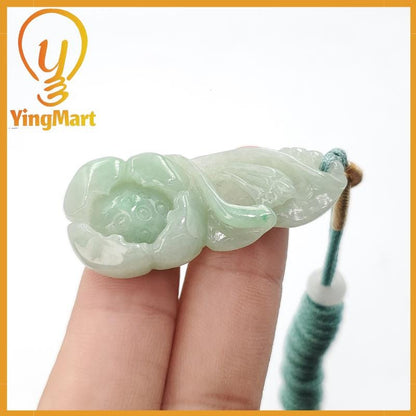 Yingmart Natural Jade Lotus Flower Genuine Jadeite Real Jade Grade A Type A Hand Craving