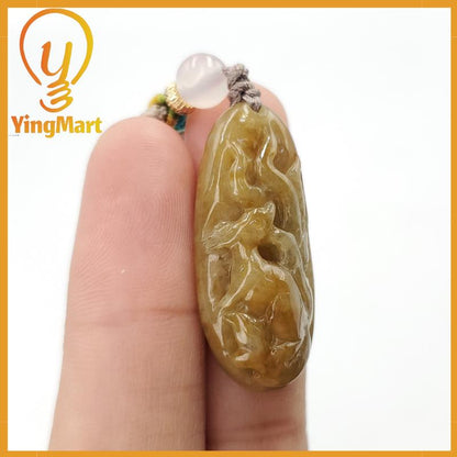 Yingmart Natural Jade Giraffe Genuine Jadeite Real Jade Grade A Type A Hand Craving