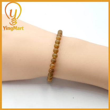 Yingmart Natural Genuine Yellow  Myanmar Jade A Jadeite Jade, Burmese Myanmar Gemstones,Real Gemstone Bracelet