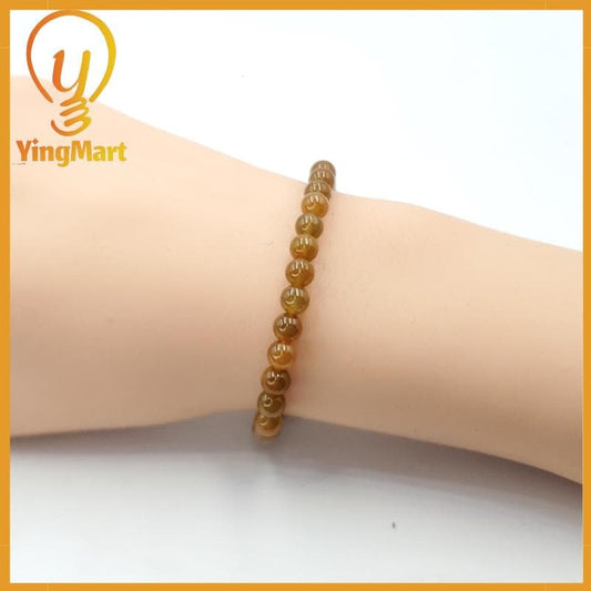 Yingmart Natural Genuine Yellow  Myanmar Jade A Jadeite Jade, Burmese Myanmar Gemstones,Real Gemstone Bracelet