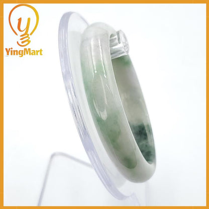 YingMart 55mm Certified Type A Grade A, Genuine Green White To Green, Grey, Brown Jadeite Jade Bangle Bracelet, Real Gemstone, Jewelry
