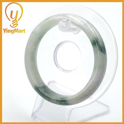 YingMart 55mm Certified Type A Grade A, Genuine Green White To Green, Grey, Brown Jadeite Jade Bangle Bracelet, Real Gemstone, Jewelry