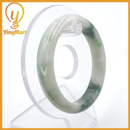 YingMart 55mm Certified Type A Grade A, Genuine Green White To Green, Grey, Brown Jadeite Jade Bangle Bracelet, Real Gemstone, Jewelry