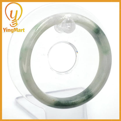 YingMart 55mm Certified Type A Grade A, Genuine Green White To Green, Grey, Brown Jadeite Jade Bangle Bracelet, Real Gemstone, Jewelry