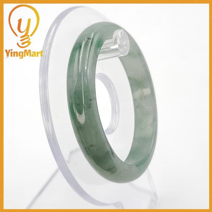 YingMart 52mm Certified Genuine Grade A Type A Green White To Green, Grey, Brown Jadeite Jade Bangle Bracelet, Real Gemstone, Jewelry