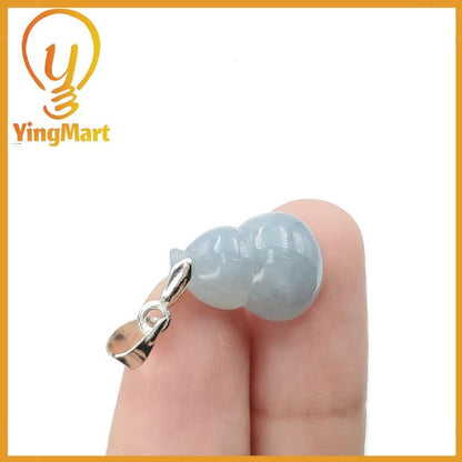 Natural Genuine Light Blue Hulu Jadeite Jade Grade A Hand Craving Pedant with Hook setting