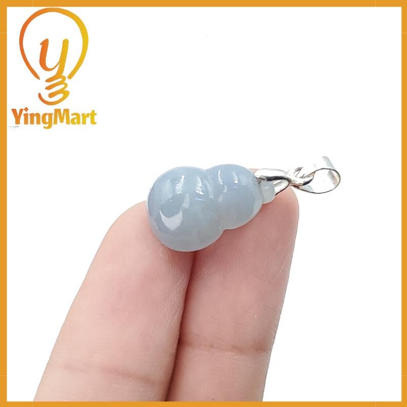 Natural Genuine Light Blue Hulu Jadeite Jade Grade A Hand Craving Pedant with Hook setting