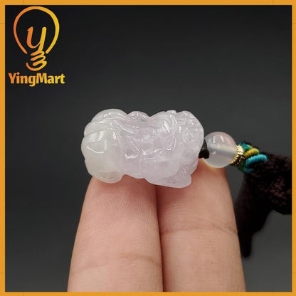 Icy Very Light Purple Natural Pixiu Jade Carved Genuine Jadeite Real Jade Grade A Type A, Lucky Pendant, Jade Necklace Pendant, Jewerly