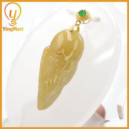 Natural Jade Face Of Shoulao Pendant Genuine Jadeite Real Jade Type A Hand Carved, Lucky Pendant, Jade Necklace Pendant, Jewerly Supplies,