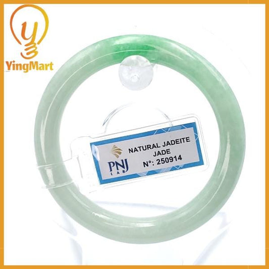 Natural Color Jadeite Jade Bangle 50mm PNJ250914 | Green White To Green Jade Bracelet for Men, Mother, Grandma, Sister – Mothers day gift