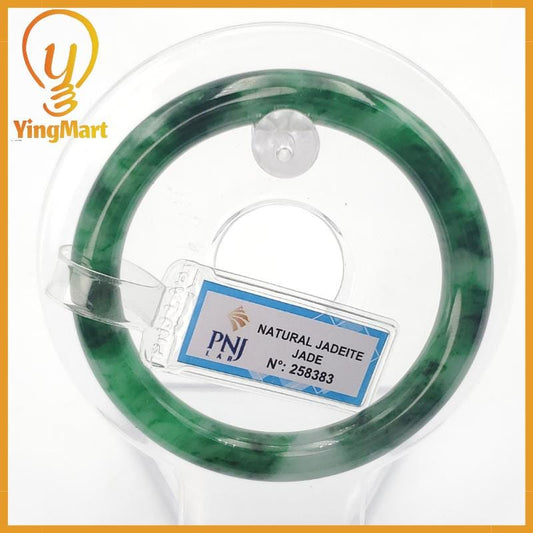 YingCollection 53mm PNJ258383 Certified Natural Color Green White To Dark Green, Grey White Jadeite Jade Bangle Bracelet, Real Gemstone