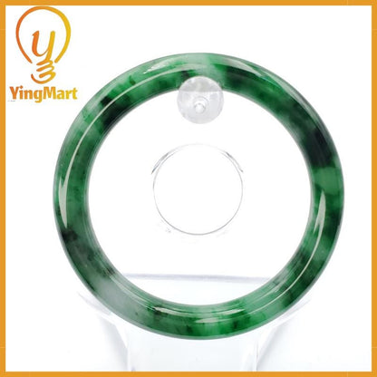 YingCollection 53mm PNJ258383 Certified Natural Color Green White To Dark Green, Grey White Jadeite Jade Bangle Bracelet, Real Gemstone