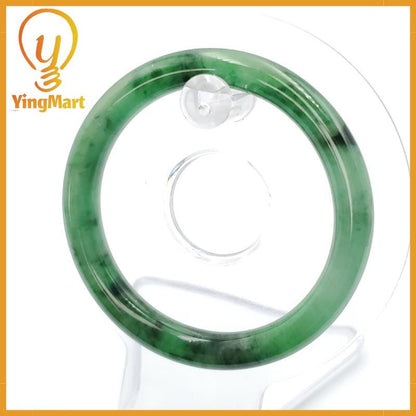 YingCollection 52mm PNJ258384 Certified Natural Color Light To Medium Green, Grey, Black Jadeite Jade Bangle Bracelet, Real Gemstone
