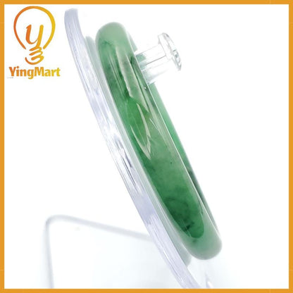 YingCollection 52mm PNJ258384 Certified Natural Color Light To Medium Green, Grey, Black Jadeite Jade Bangle Bracelet, Real Gemstone