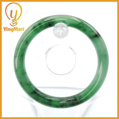 YingCollection 52mm PNJ258384 Certified Natural Color Light To Medium Green, Grey, Black Jadeite Jade Bangle Bracelet, Real Gemstone