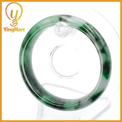 YingCollection 52mm PNJ258392 Certified Natural Color Green White To Dark Green, Grey White Jadeite Jade Bangle Bracelet, Real Gemstone