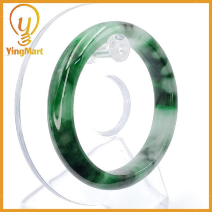 YingCollection 52mm PNJ258392 Certified Natural Color Green White To Dark Green, Grey White Jadeite Jade Bangle Bracelet, Real Gemstone