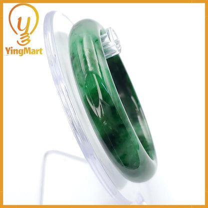 YingCollection 53mm PNJ258393 Certified Natural Color Green White To Dark Green, Grey White Jadeite Jade Bangle Bracelet, Real Gemstone