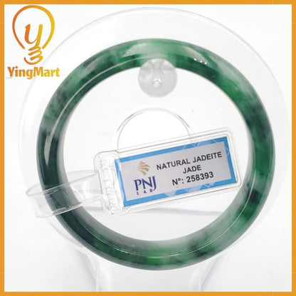 YingCollection 53mm PNJ258393 Certified Natural Color Green White To Dark Green, Grey White Jadeite Jade Bangle Bracelet, Real Gemstone