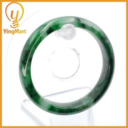 YingCollection 53mm PNJ258393 Certified Natural Color Green White To Dark Green, Grey White Jadeite Jade Bangle Bracelet, Real Gemstone
