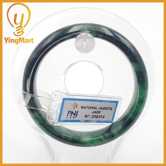 YingCollection 53mm PNJ258394 Certified Natural Color Green White To Dark Green, Grey White Jadeite Jade Bangle Bracelet, Real Gemstone